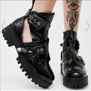 Dolls Kill Buckle Down Cut-out Boots